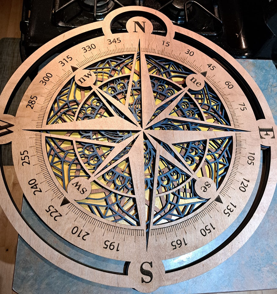 Epoxy Resin Compass Rose Lazy Susan